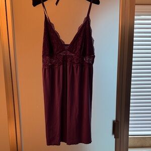 Elegant Lace Trim Purple Chemise